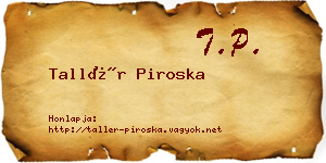 Tallér Piroska névjegykártya
